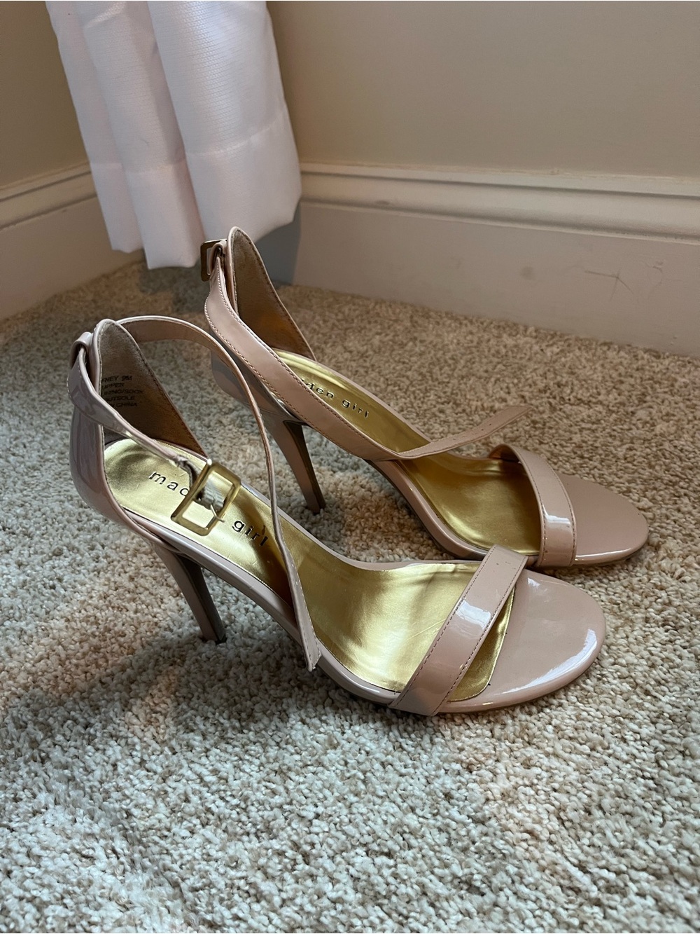 Madden Girl Nude Patent Ankle-Strap Heels